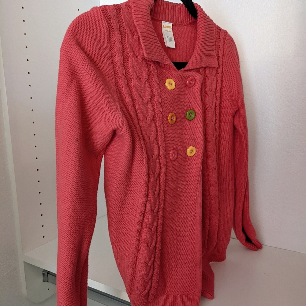 Gymboree Pink Girls Jacket With Flower Buttons